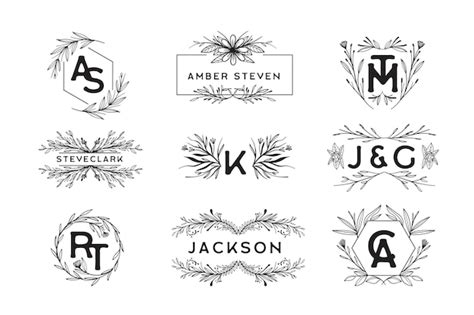 Concepto De Monogramas De Boda Floral Vector Gratis