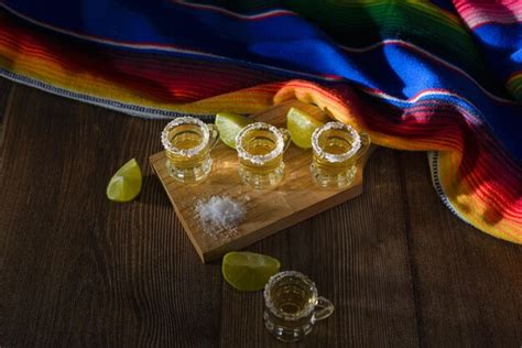 Premium Photo Tequila Shots With Salt And Lime On A Bar Table Shots