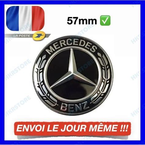 LOGO CAPOT Pour MERCEDES BENZ NOIR 57mm INSIGNE Emblème CLASSE C E CLK