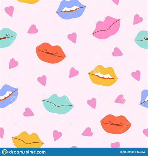 Comic Female Lips Background In Pop Art Hippie Retro Style Stock