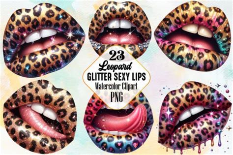 Leopard Glitter Sexy Lips Clipart Bundle Graphic By Robertsart · Creative Fabrica