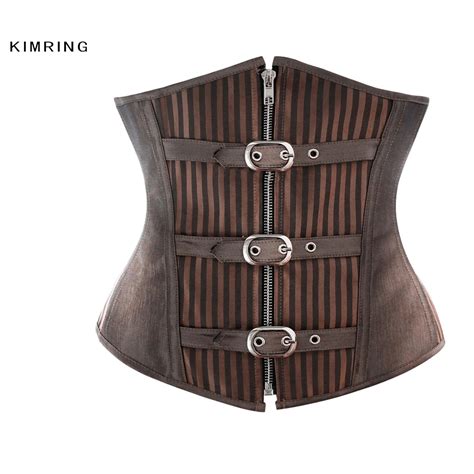 Kimring Womens Gothic Steampunk Corset Steel Boned Underbust Corsets