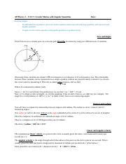 L Circular Motion With Angular Quantities Docx Ap Physics U L