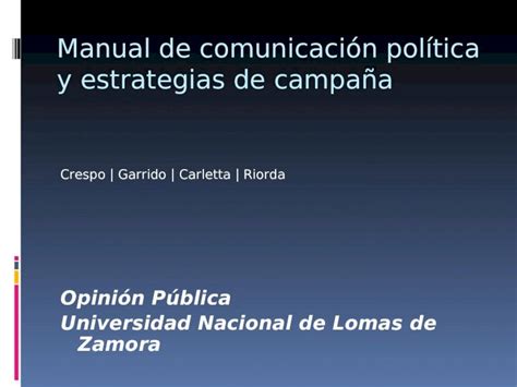 PPT Manual de comunicación política y estrategias de campaña