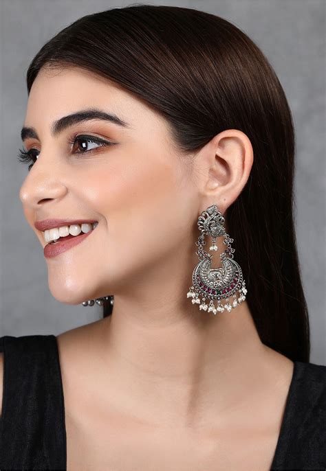 Buy Silver Look Alike Earrings Online Jtu Utsav Fashion