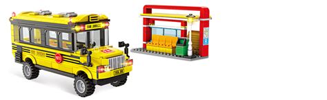 School Bus Building Blocks Set City School Day Bus