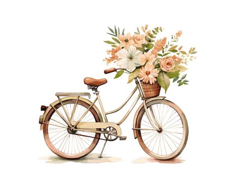 Premium Vector Bicycle Flowers Watercolor Vector