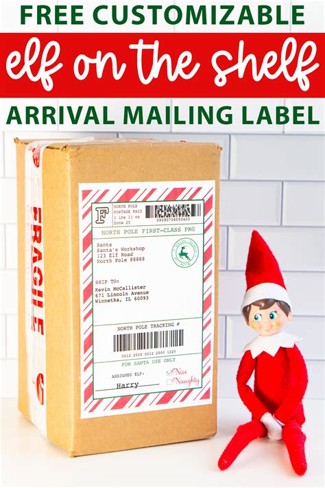 Free Customizable Elf On The Shelf Mailing Label