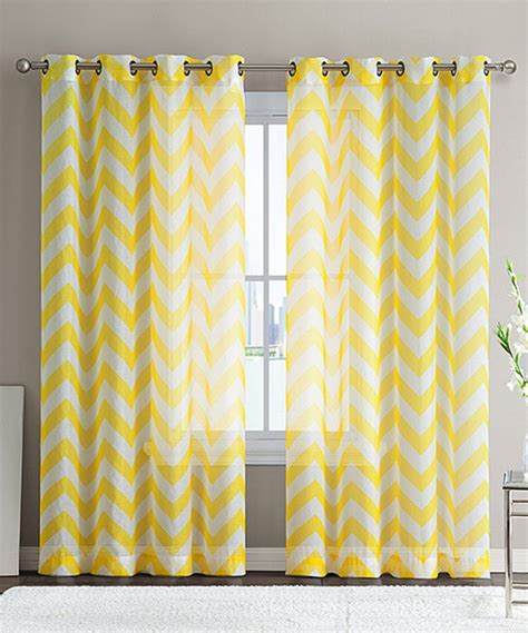 Take A Look At This Bright Yellow Chevron Sheer Curtain Panel Set Of