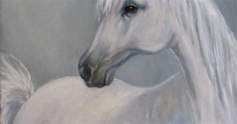 Art Helping Animals: Serene White Horse Oil Painting by Della Burgus