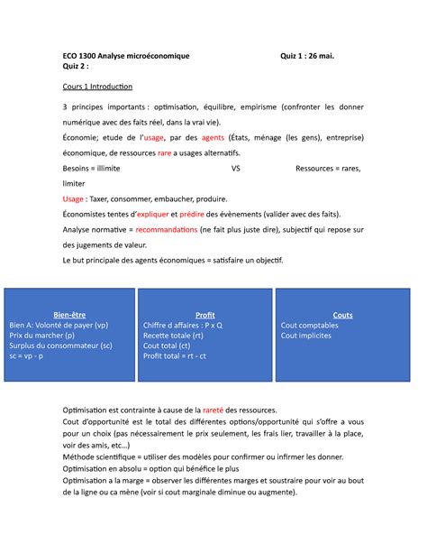 Analyse microéconomie ECO 1300 Analyse microéconomique Quiz 1 26