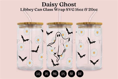 Daisy Ghost Libbey Can Glass Wrap Svg Graphic By Planstocraft