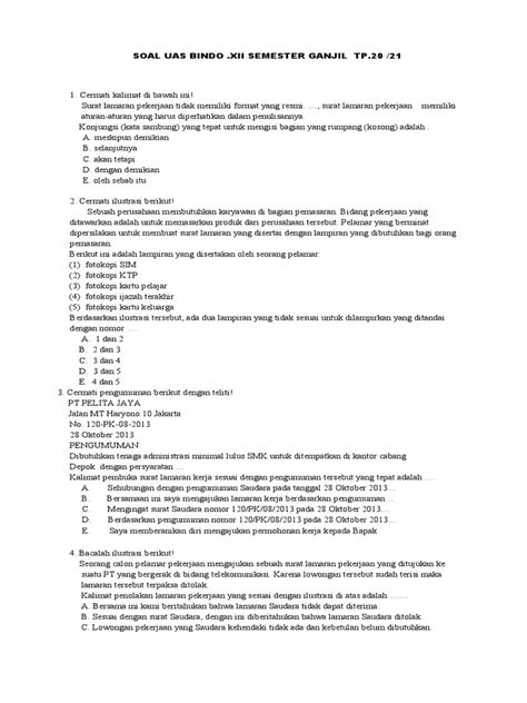 Soal Uas Bindo Ganjil Xii Tp 21 Pdf