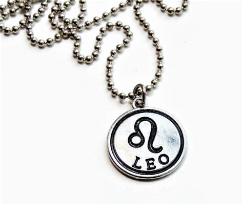 Mens Chain Necklace Silver Leo Zodiac Necklaces For Women Etsy