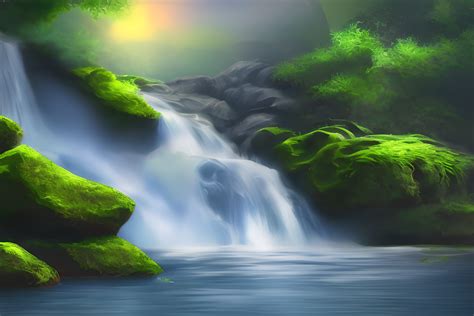 Falling Water Painting Graphic By L M Dunn · Creative Fabrica