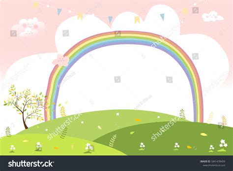 Cute Cartoon Spring Landscape Copy Space Stock Vector Royalty Free