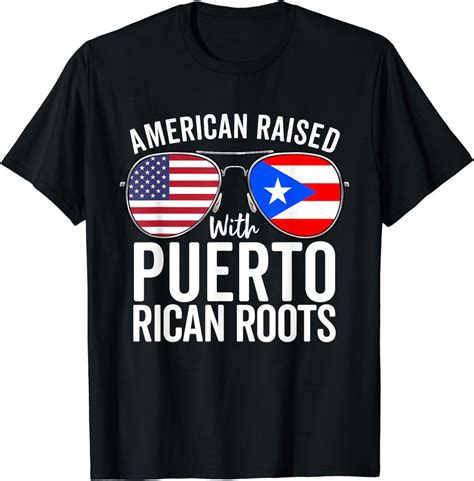 American Raised With Puerto Rican Roots Usa Puerto Rico Flag T Shirt