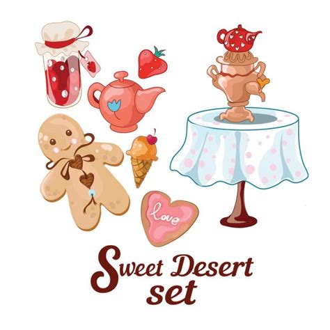 100000 Dessert Set Vector Images Depositphotos