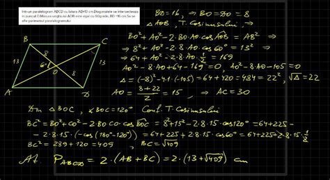 Intr Un Paralelogram ABCD Cu Latura AB 13 Cm Diagonalele Se