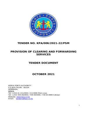 Tender No Kpa Psm Provision Of Clearing And Kpa Co