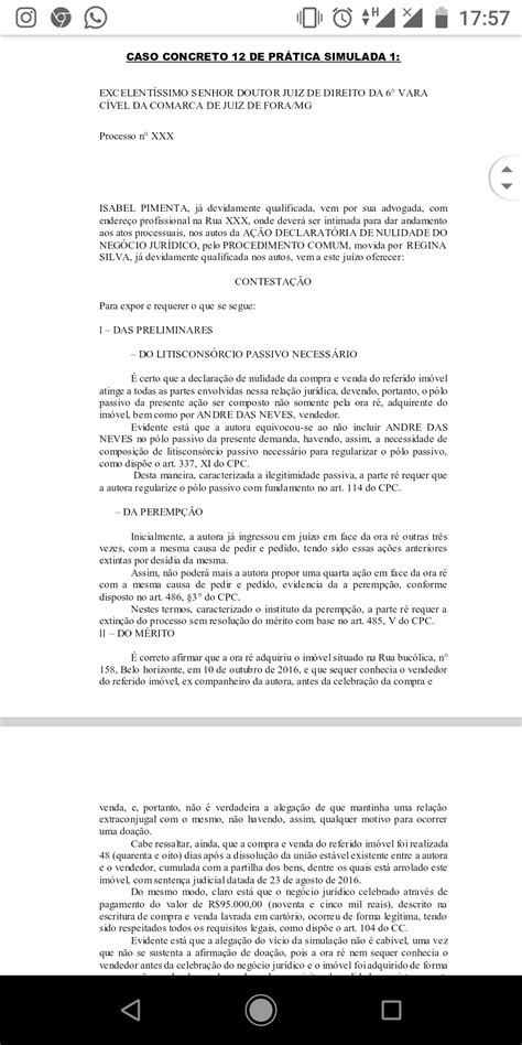 Caso Concreto De Pr Tica Simulada Direito Civil Pratica