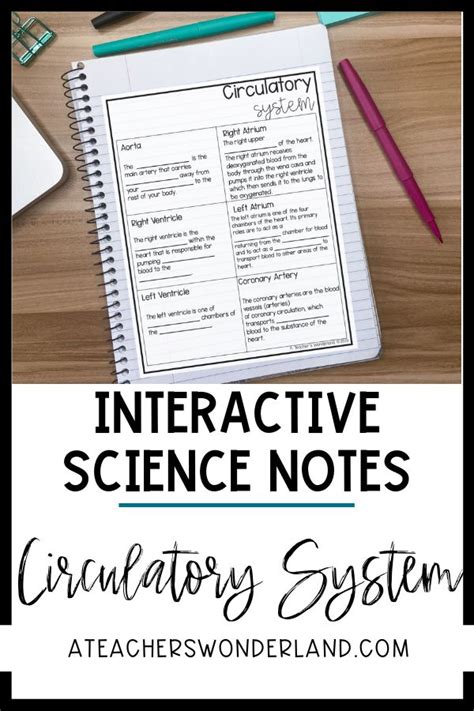 Circulatory System Science Notes Test Prep Printables 4th 5th