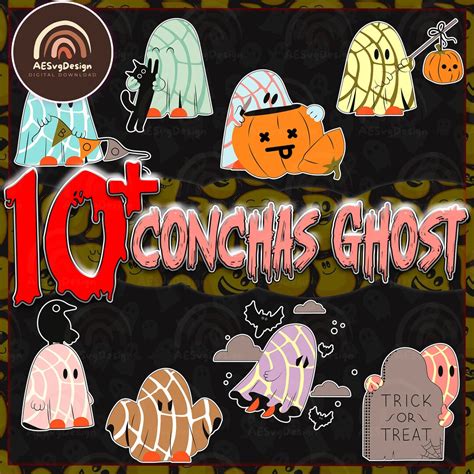 Spooky Conchas Ghost Svg Bundle Retro Conchas Ghost Designs