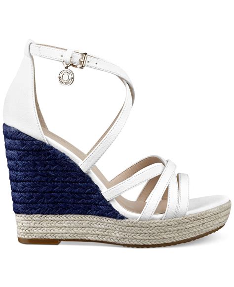 Tommy Hilfiger Women S Venitia Platform Wedge Sandals In White Lyst