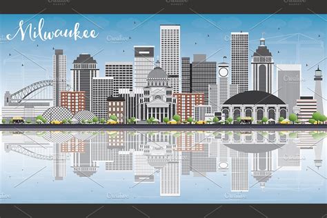 Milwaukee City Skyline Silhouette | Pre-Designed Photoshop Graphics ~ Creative Market