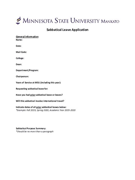 Fillable Online MSUAASF Sabbatical Leave Application Article 15