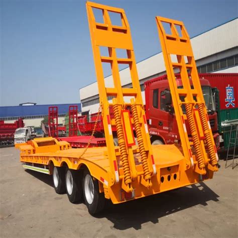 Excavator Low Bed Trailer Low Loader Axle Tons Lowbed Truck