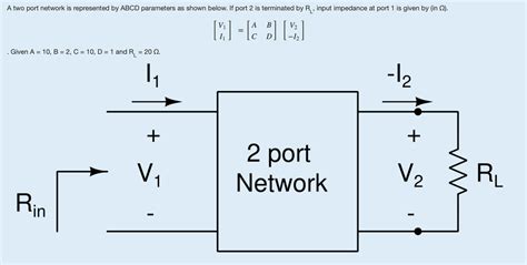 Solved A Two Port Network Is Represented By Abcd Parameters