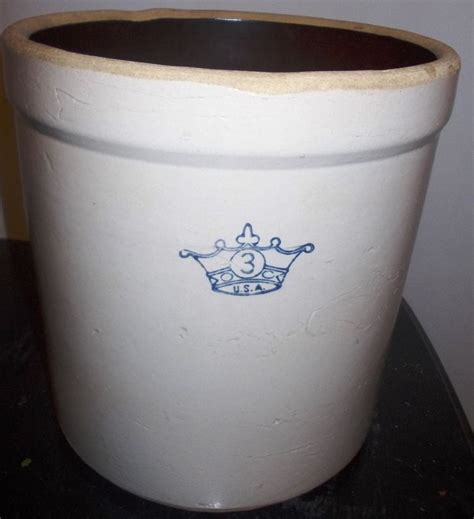 Vintage 3 Gallon Blue Crown Robinson Ransbottom Stoneware Crock