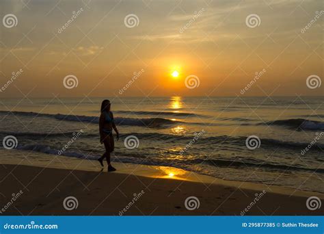 Woman Body Big With Bikini And Sunrise On Beach Stock Image Image Of Model Bikini 295877385