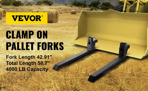 VEVOR Clamp On Pallet Forks Loader Bucket 1814 Kg Capacity 1090mm Pro