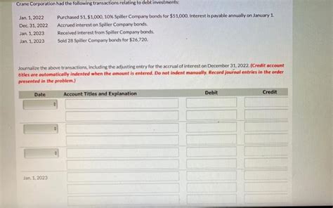 Solved Crane Corporation Had The Following Transactions Chegg