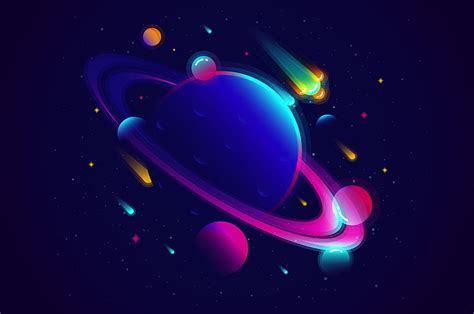 Saturn Planet Illustration Minimalist Chromebook Pixel Hd Wallpaper