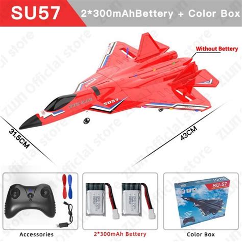 Boîte SU57 rouge 2B Avion RC SU57 2 4G avec lumières LED télécommande