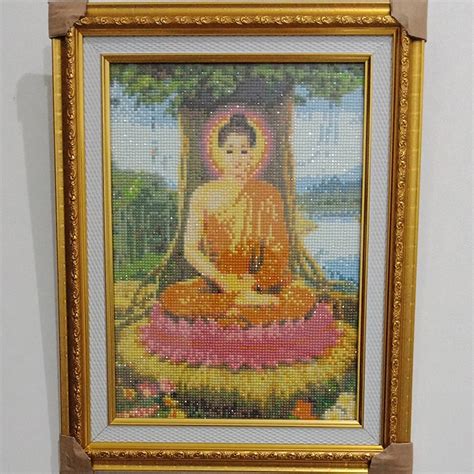 Jual Lukisan Buddha Sakyamuni Pohon Bodhi Frame Minimalis Shopee
