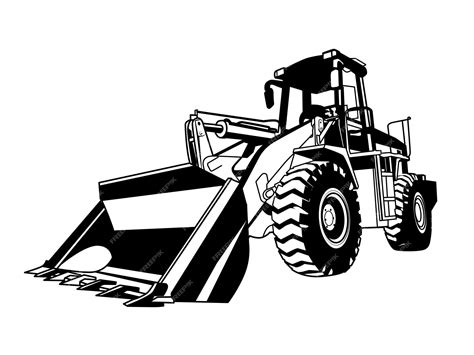 Premium Vector Excavator Line Art Illustration In Black And White Style