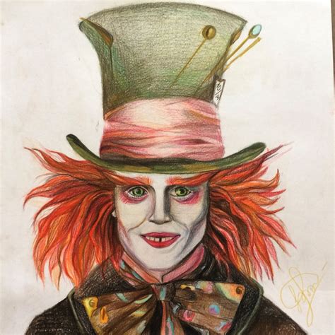Безумный Шляпник, цветные карандаши А3, 2015г. Tim Burton, Johnny Depp ...