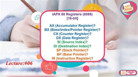 Lecture General Register Ax Bx Cx Dx Index Register Si Di