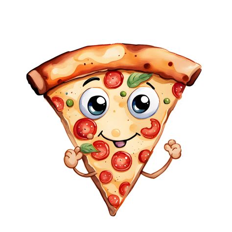 Watercolor Homemade delicious cute Pizza cartoon for food illustration ...