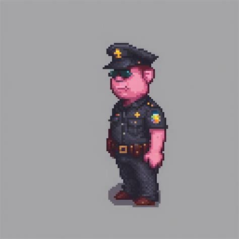 pixel art   police officer  action premium ai generated image