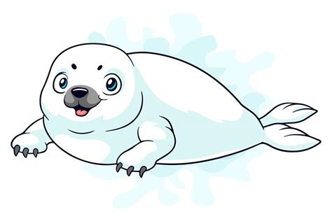 Cartoon harp seal pup on white background 16825634 Vector Art at Vecteezy