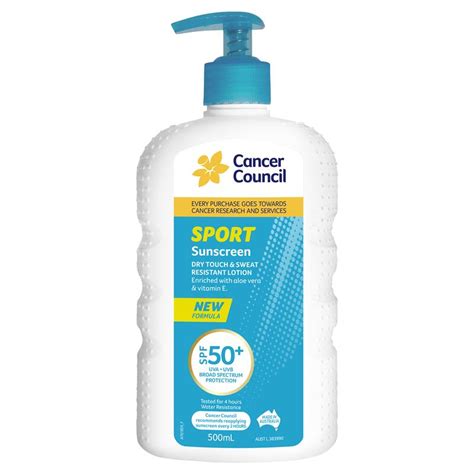 Buy Cancer Council Spf 50 Sport Dry Touch And Sweat Resistant 500ml