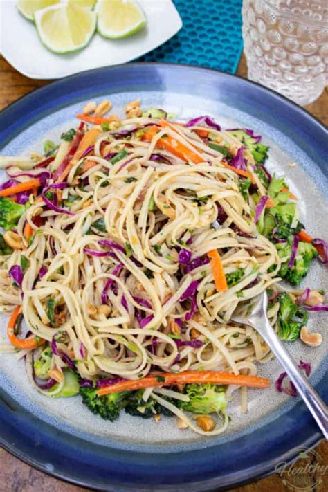 Warm Peanut Thai Noodle Salad • The Healthy Foodie