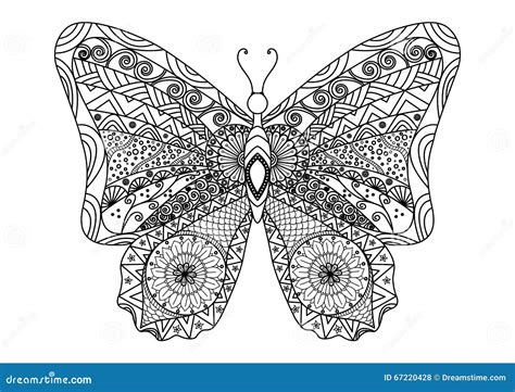 Stile Disegnato A Mano Dello Zentangle Della Farfalla Per Il Libro Da