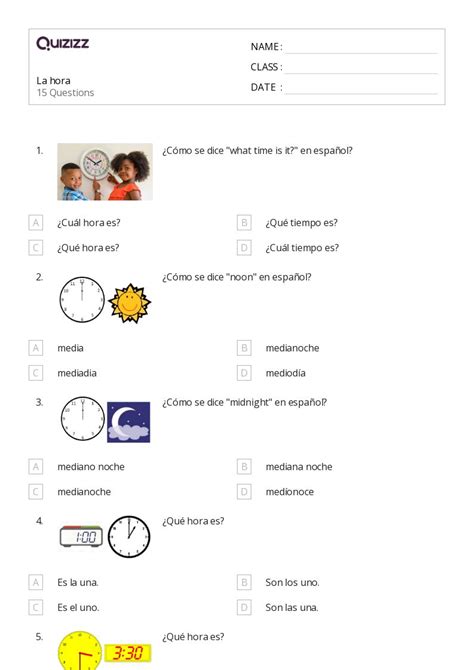 50 Tiempo A Cuarto De Hora Hojas De Trabajo Para Grado 7 En Quizizz Gratis E Imprimible