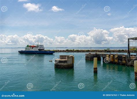 Ferry Boat Arriving At The Maritime Terminal On The Island Of Itaparica